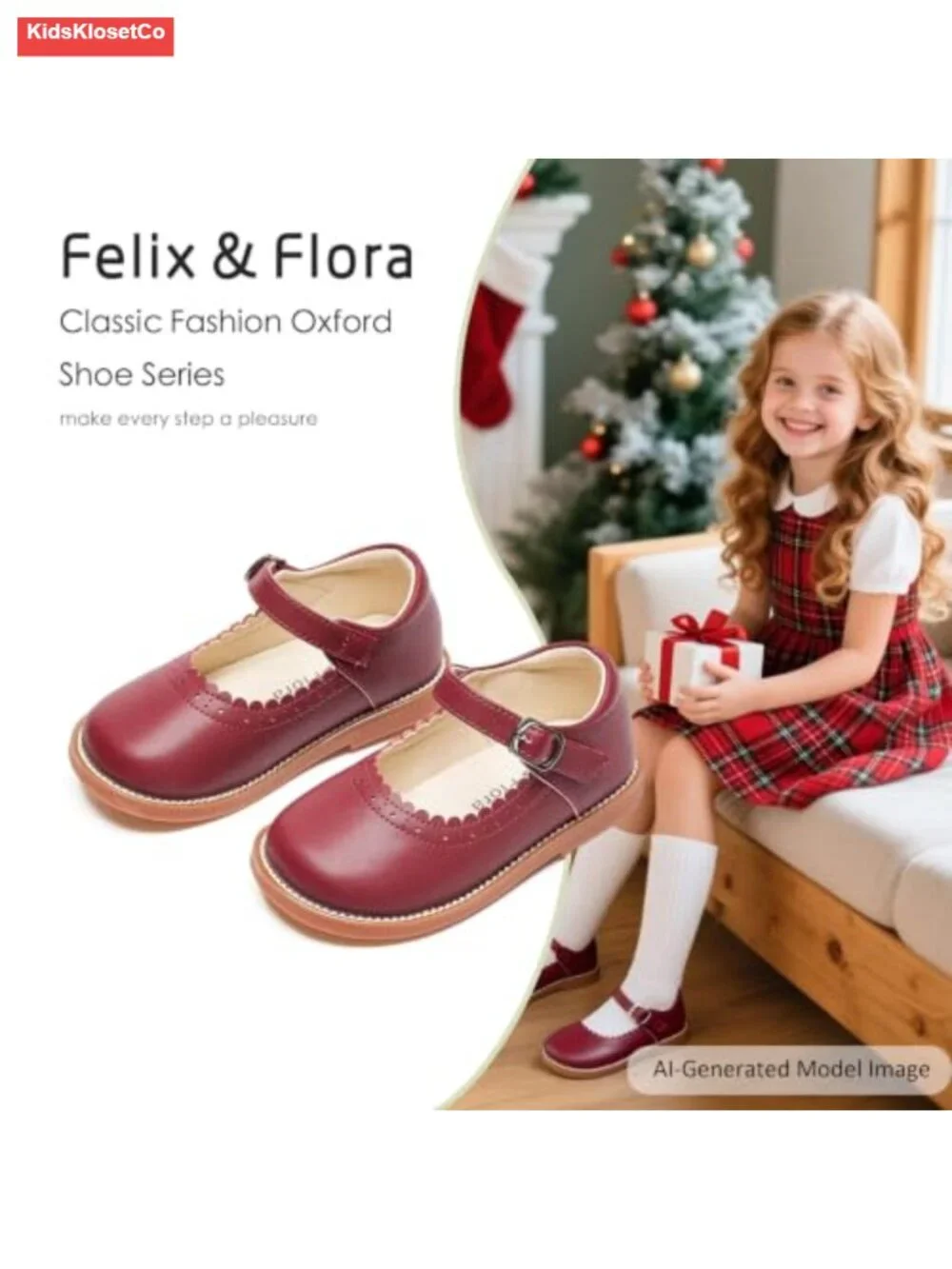 Toddler Girls Faux Leather Mary Jane Flats Hook & Loop Ballet Dress Shoes